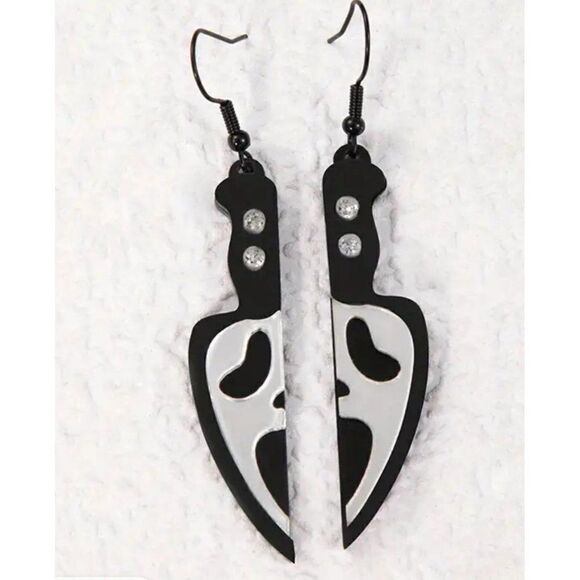 New! Scream Ghost Face Knife Dangle Earrings Jewelry Horror! - Picture 1 of 5